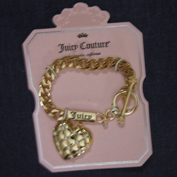Juicy Couture Jewelry - Juicy Couture goldtone heart toggle charm bracelet VALENTINE'S DAY!